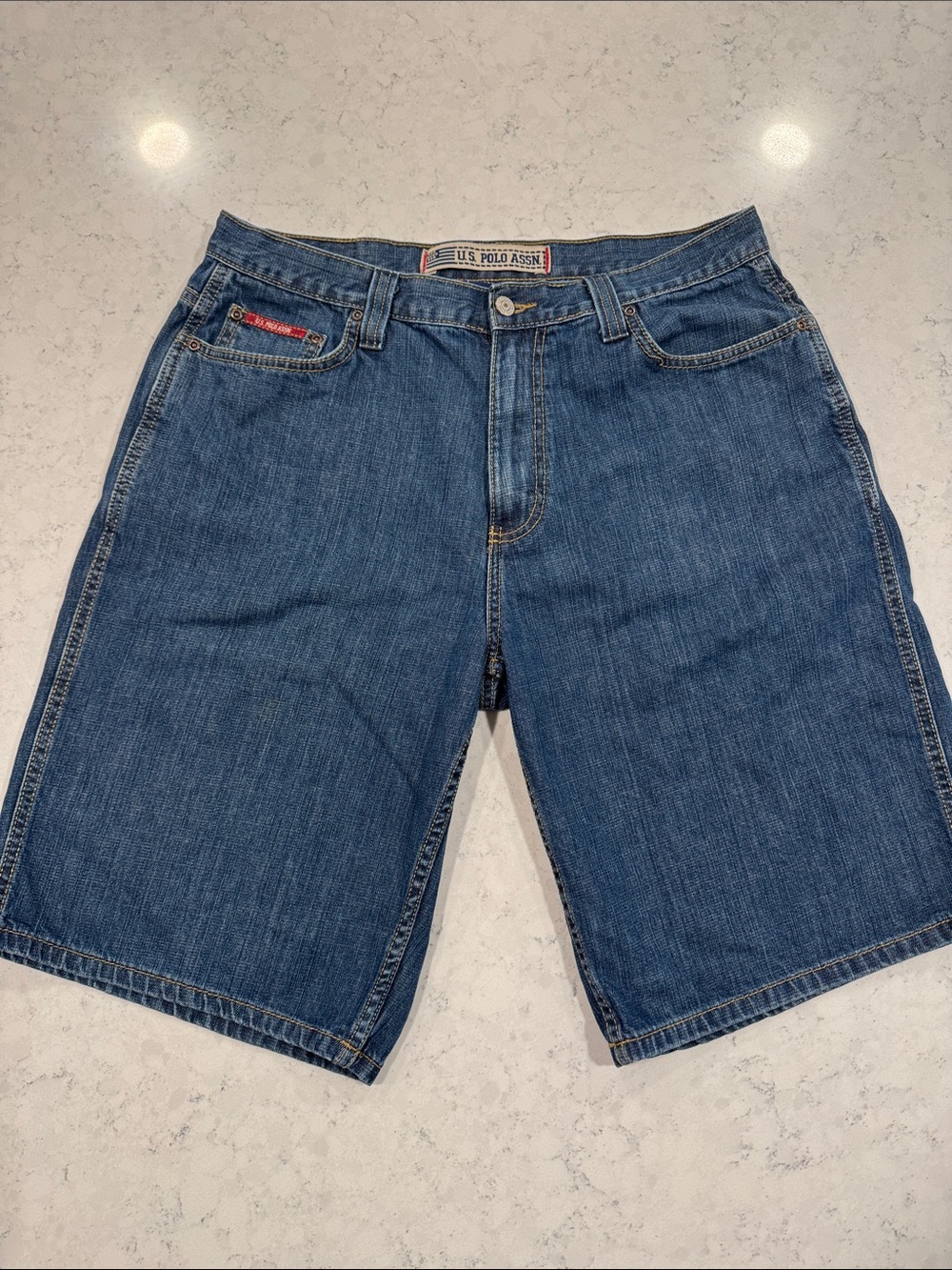 U.S. Polo Assn. Men’s 34 100% Cotton Blue Denim Jean Shorts Jorts Casual Trendy